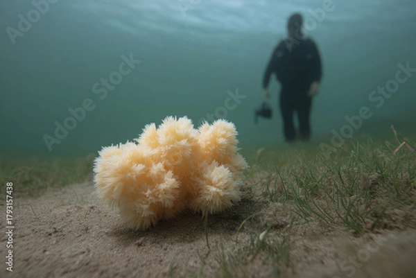 Obraz underwater drone delves into depths of ocean closely observing rare marine creatures
