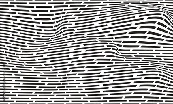 Fototapeta  Abstract black colour short vertical line wave distorted vector pattern background suitable for fashion textiles, graphics, beanar and posters..