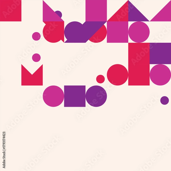 Obraz Abstract geometric pattern with circles squares and triangles in pink purple