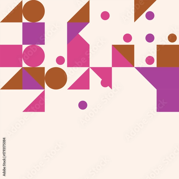 Obraz Geometric Abstract Art Composition of Circles Squares and Triangles Design