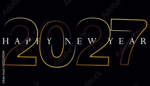 Fototapeta Elegant Happy New Year 2027 Celebration with Golden Numbers and Text