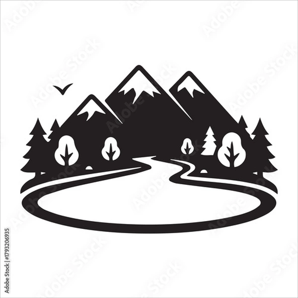 Fototapeta vector illustration of a mountain silhouette
