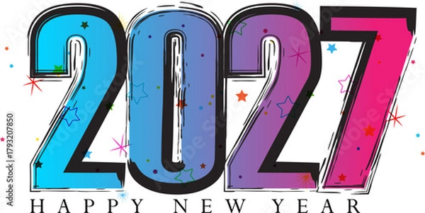Fototapeta Vibrant and Colorful 2027 New Year Celebration Graphic Illustration