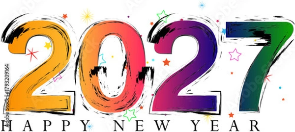 Obraz Vibrant artistic 2027 happy new year celebration graphic design element
