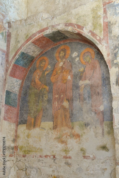Obraz Medieval frescos in the St. Nicholas church in Myra. Demre, Antalya, Turkey. Byzantine wall-painting. History of religion and art concept