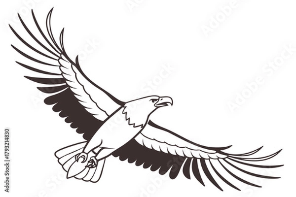 Fototapeta Singing Bird and Small Companion Vector Line Art - Monochrome Graphic