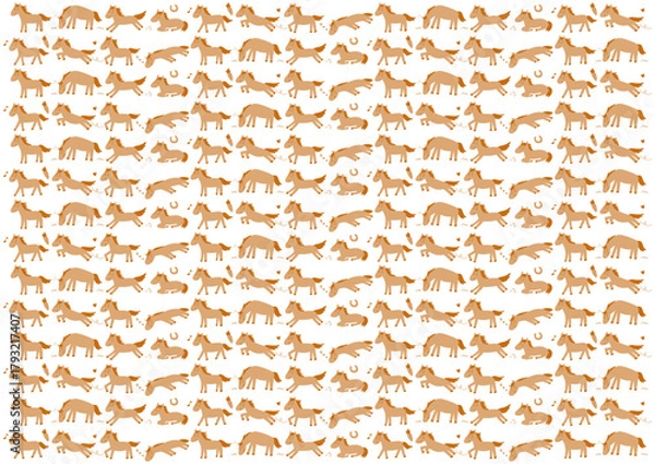 Fototapeta かわいい手書きの馬 いろいろなポーズ模様