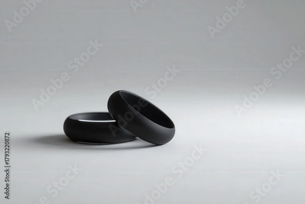 Fototapeta futuristic rings designed to analyze emotional states through touch placed elegantly on clean background