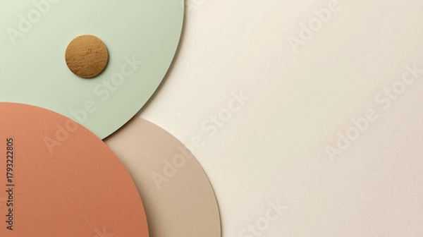 Fototapeta Abstract geometric shapes in warm earth tones and pastels