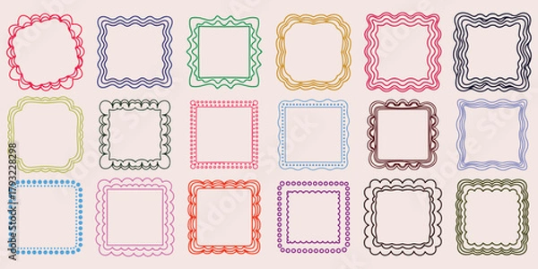Fototapeta Decorative Frame Icons, Collection Of Colorful Border And Ornament Symbols For Design Project Management And Decoration Applications

