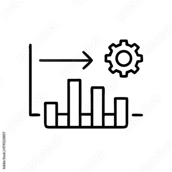 Fototapeta Business process management diagram with gear and bar chart  