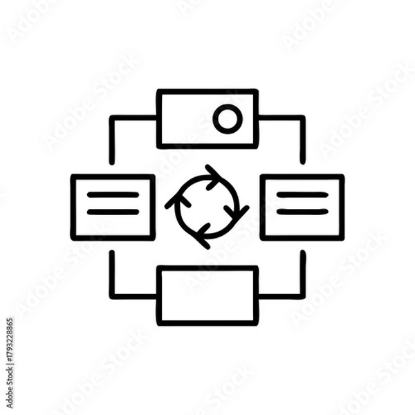 Fototapeta Process management flowchart illustrating tasks and interactions  