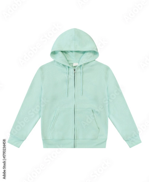 Fototapeta Mint green zipup hoodie with hood and pockets