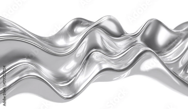 Obraz Abstract silver flowing waves