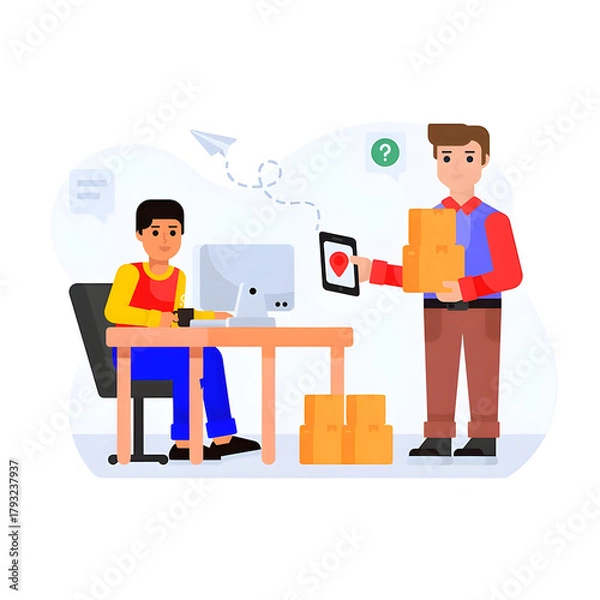 Fototapeta Online order tracking and customer support for package delivery