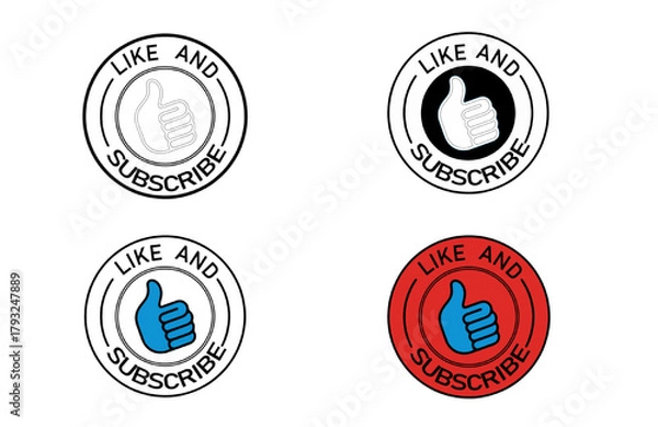 Fototapeta Like and Subscribe Icons Collection – Social Media Buttons, Thumbs Up Graphics
