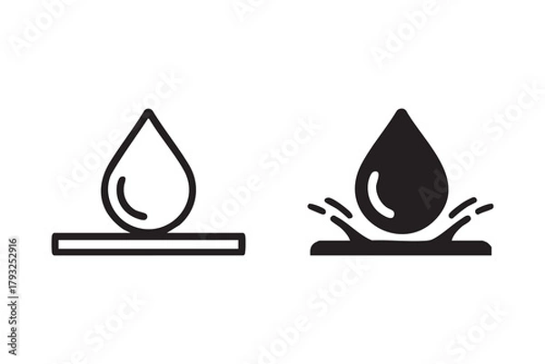 Obraz Waterproof icon. Containing water resistant, water protection, hydrophobic fabric and more.