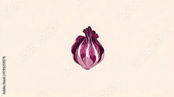 Fototapeta Elegant Minimal 2D Vector Graphic of Radicchio Displayed as a Flat Icon on a Plain White Backdrop, Highlighting Clean Lines and Artistic Simplicity