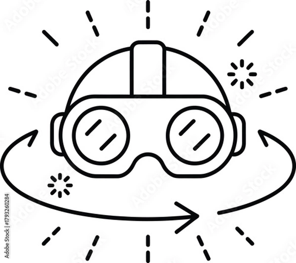 Fototapeta Virtual Reality Experience Line Icon – VR Headset with Immersive 360 Symbol Vector