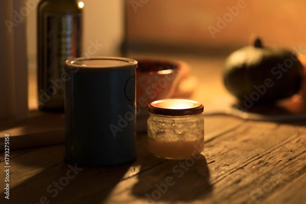 Obraz Detail of the rustic table for breakfast