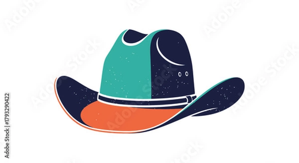 Obraz Colorful stylized cowboy hat illustration on a white background.