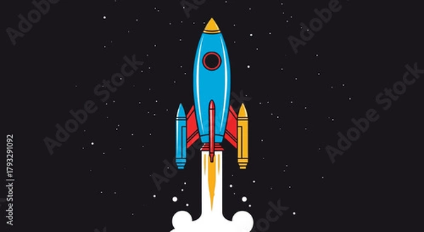 Fototapeta Rocket Launching into Space Illustration.