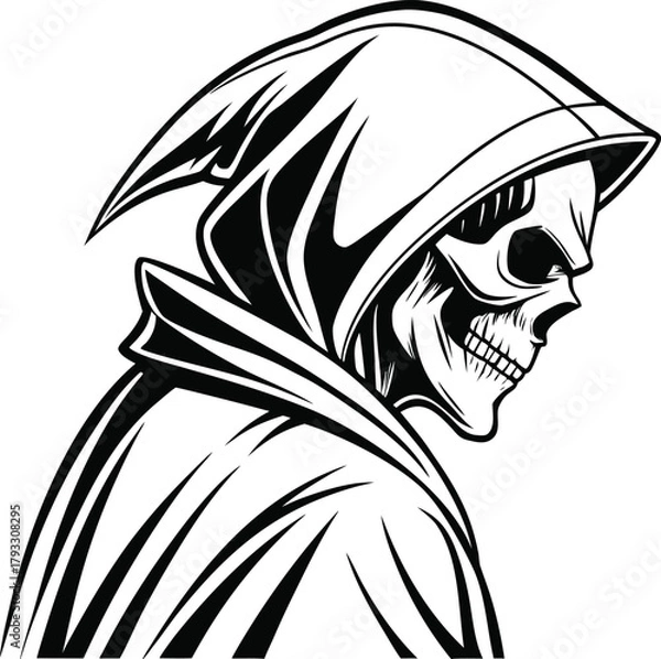Obraz Grim Reaper Side Profile Illustration