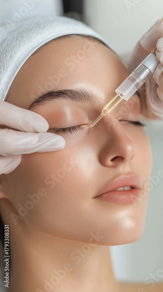 Obraz Woman receiving facial treatment with syringe in beauty clinic  