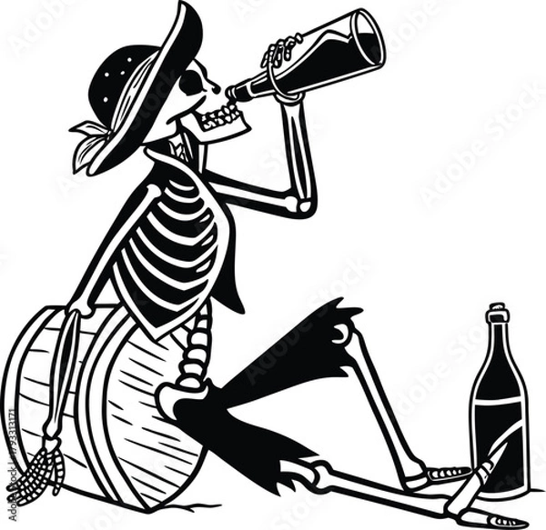 Obraz Pirate Skeleton Digital Illustration