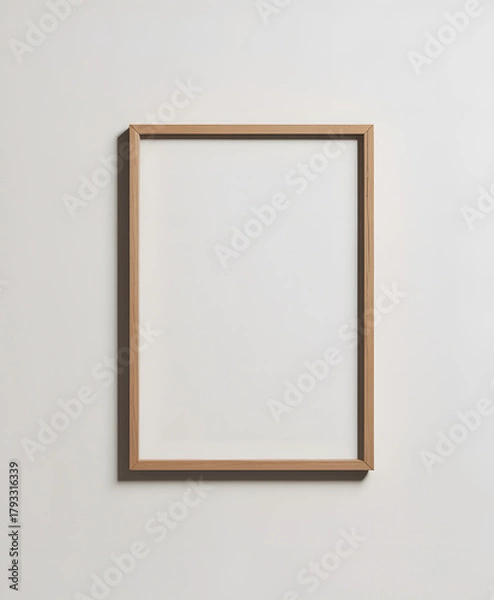 Obraz Minimalist wooden picture frame on a light textured wall