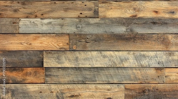 Fototapeta Reclaimed wood surface horizontal weathered barn planks natural grain texture rustic brown gray tones seamless background pattern eco-friendly design