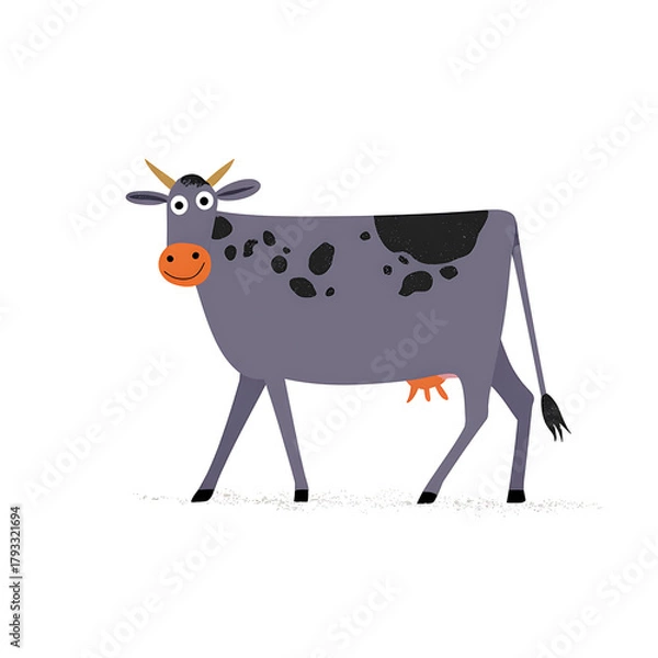 Fototapeta Cute Cartoon Cow Illustration on White Background