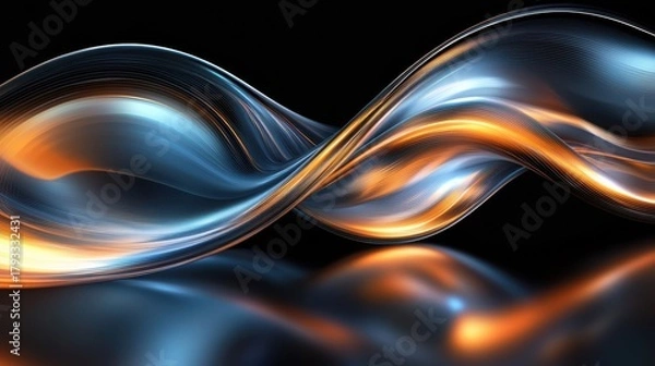 Obraz Optical interference bands flowing wave patterns dynamic motion blue orange light streams abstract physics visualization technology contemporary design