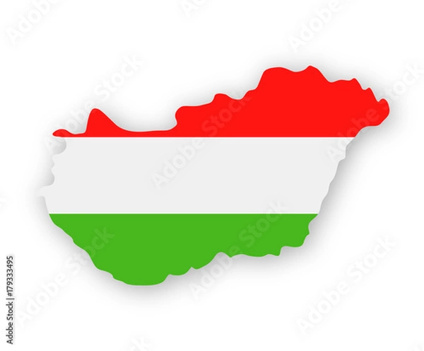 Fototapeta Hungary Flag Country Contour Vector Icon