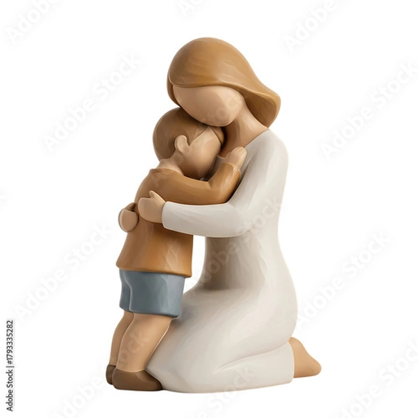 Fototapeta Mother and son hugging, a symbol of unconditional love and family bond