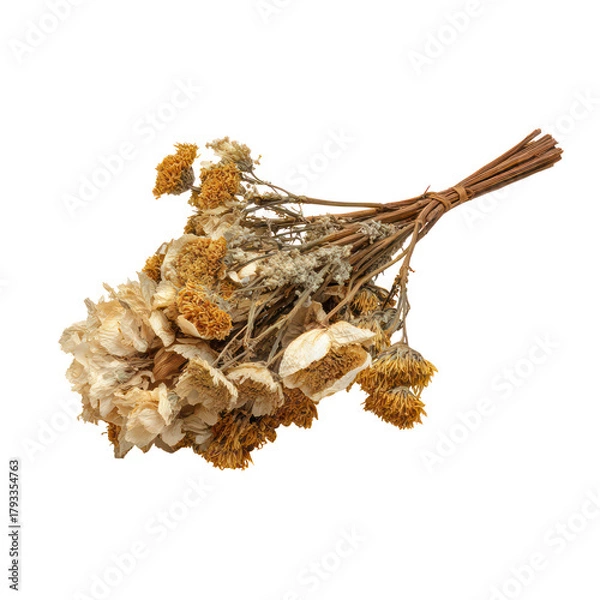 Obraz Beautiful dried flower bouquet with boho autumn style isolated on white background