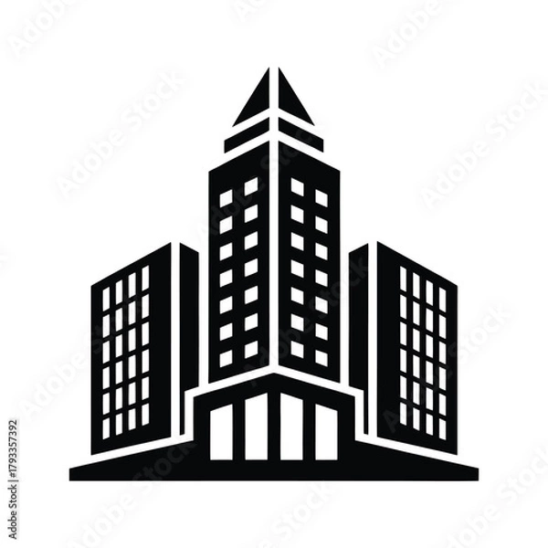 Obraz Modern urban architecture icon symbolizing corporate headquarters, city development, and real estate business growth with a sleek, minimalist design perfect for professional branding