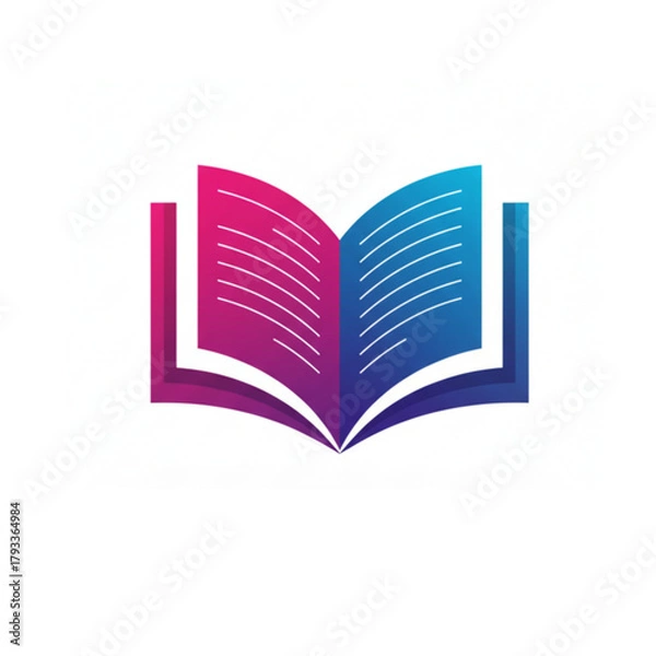 Fototapeta Vibrant Open Book Logo Icon Gradient Design for Education, Learning, and Digital Library