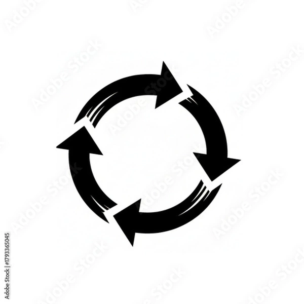 Fototapeta Recycle or Refresh Icon with Four Black Arrows in Circular Motion