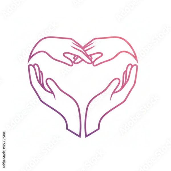 Fototapeta Outline Vector of Hands Forming a Heart Shape with Gradient Line Art