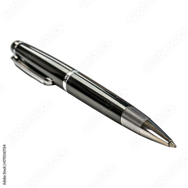 Obraz Black ballpoint pen isolated on white background