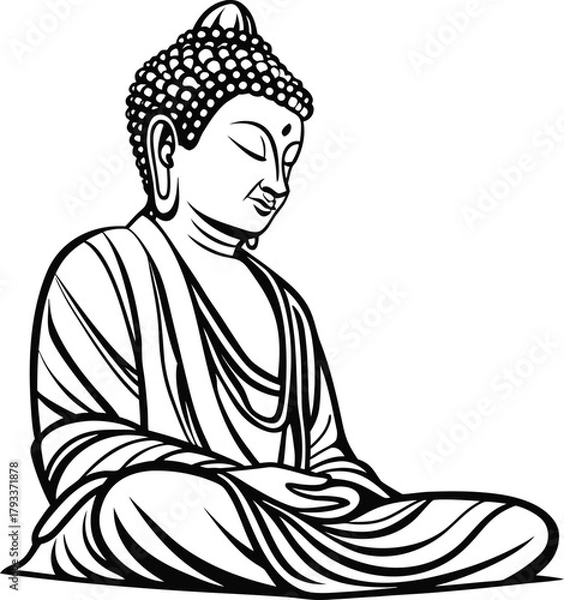Obraz Black And White Buddha Illustration