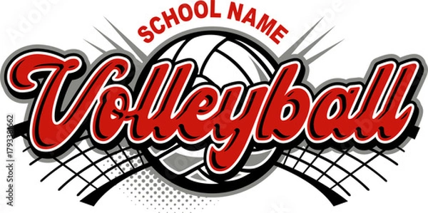 Fototapeta volleyball team design with ball and net for school, college or league sports