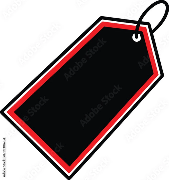 Obraz Black and red sale tag with string on white background Keywords: sale tag, price tag, black, red