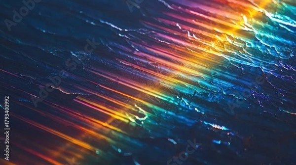 Obraz Diffraction laser bands spectacular rainbow interference patterns optical physics demonstration vibrant spectrum wavelengths scientific abstract photography