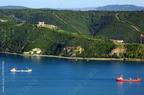 Fototapeta A view from the historic Yoros Castle in Istanbul, Turkey.