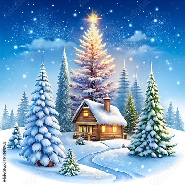 Fototapeta Winter Wonderland on a isolated white background. PNG