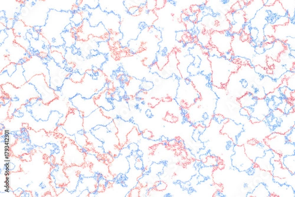 Fototapeta Abstract marble texture background with blue and red veins on white surface