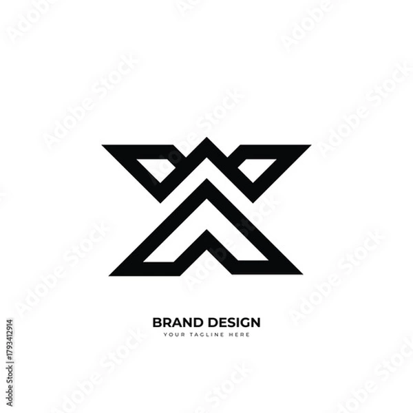 Fototapeta Letter A W X minimal geometric monogram logo