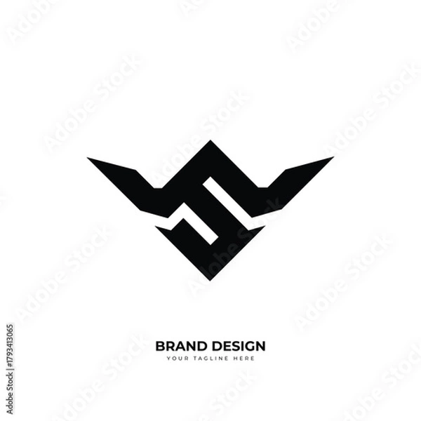 Fototapeta Letter Sv or Vs triangle geometric unique trendy logo